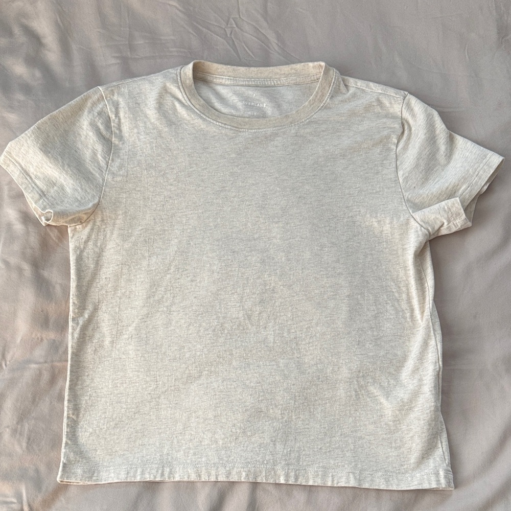 Everlane Women's Box Cut Short-Sleeve Crewneck Tee — Light Cream